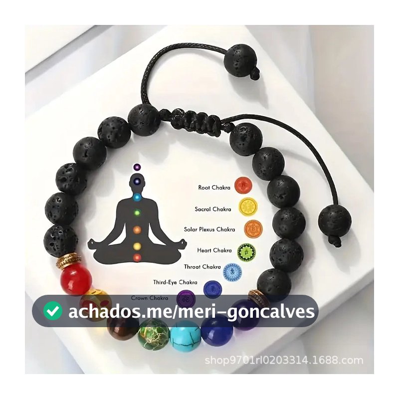 ((Pedra Vulcânica de Boa Sorte) Pulseira Trançada de Pedra Vulcânica Colorida Homens Mulheres Contas Naturais Universais