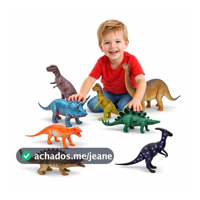 Kit 8 Dinossauros de Borracha Grande Brinquedo Infantil Presente Educativo Coleção Completa Crianças