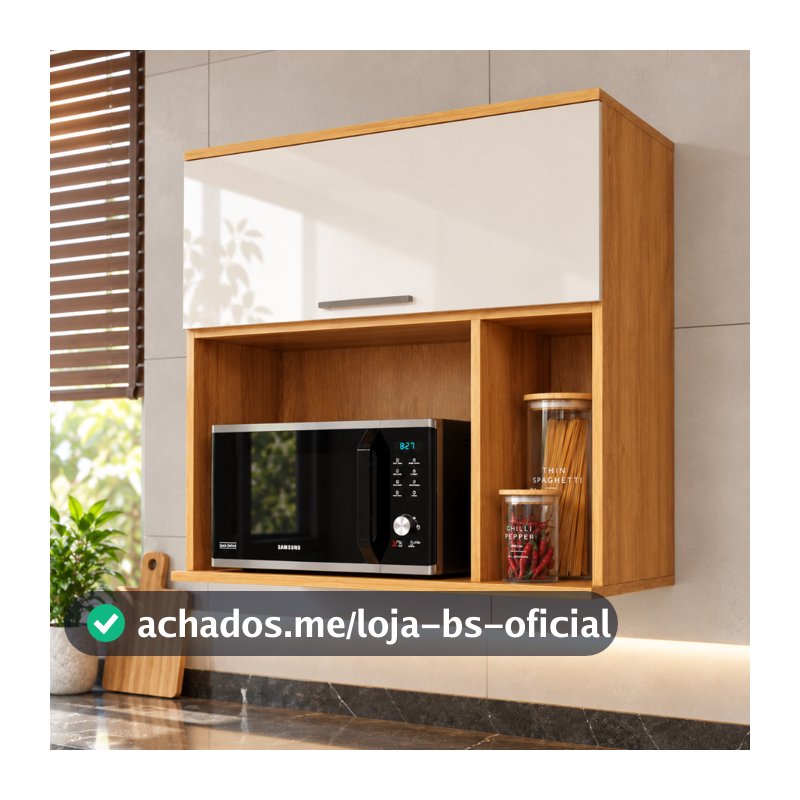 Suporte Para Microondas 32L Suspenso Com Nicho Organizador Luxo