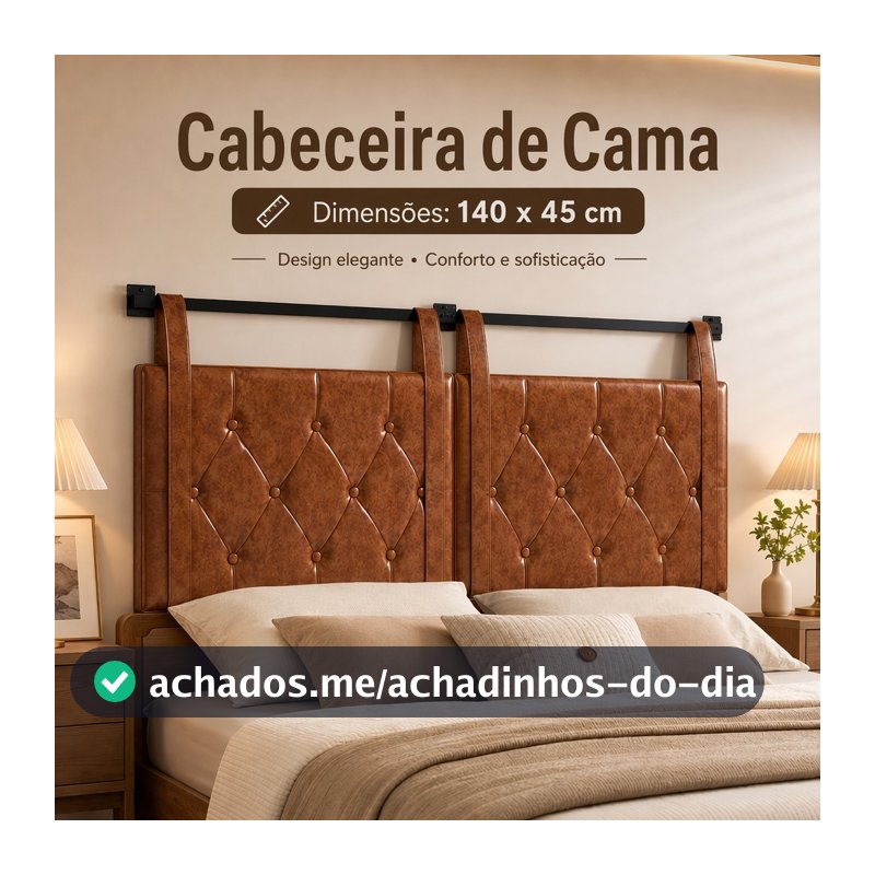 Cabeceira estofada, Cabeceira dupla, Cabeceira de parede, Cabeceira dupla estofada com revestimento em couro sintético