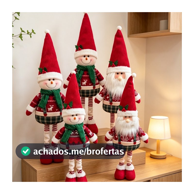 Boneco Papai Noel 80cm Pelúcia Natalina Decorativo Ajustável Enfeite Natal