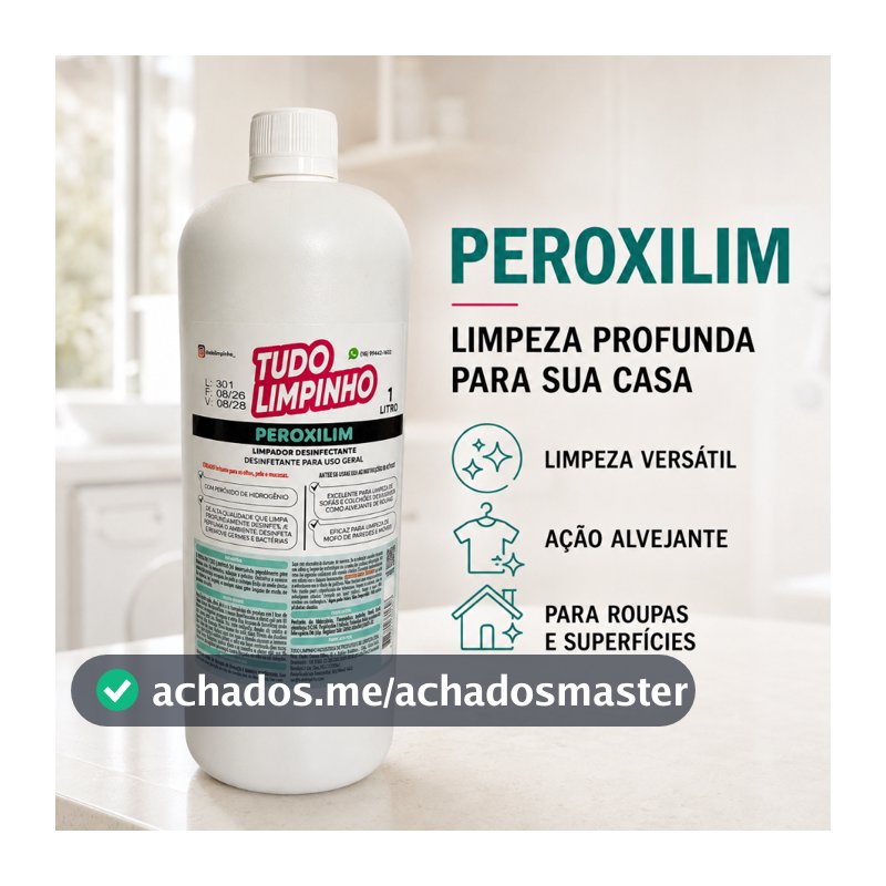 Peroxilim 1L Tudo Limpinho Limpador Multiuso Concentrado para Banheiro Roupas Sofás Pisos