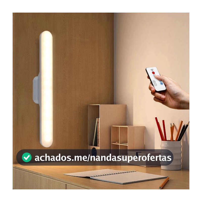 Luminária De Led Sobrepor Bastão Recarregável Sem Fio Com Suporte Magnético E Touch 3 cores com Controle Remoto