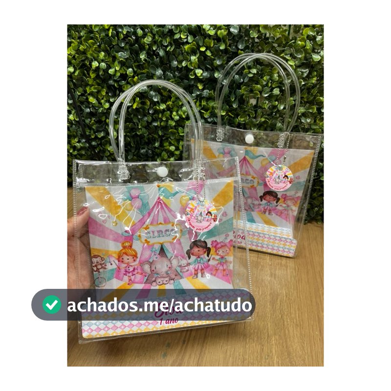 Sacola PVC Personalizada 20x20x8-Festa infantil- Lembrancinhas-Circo Rosa