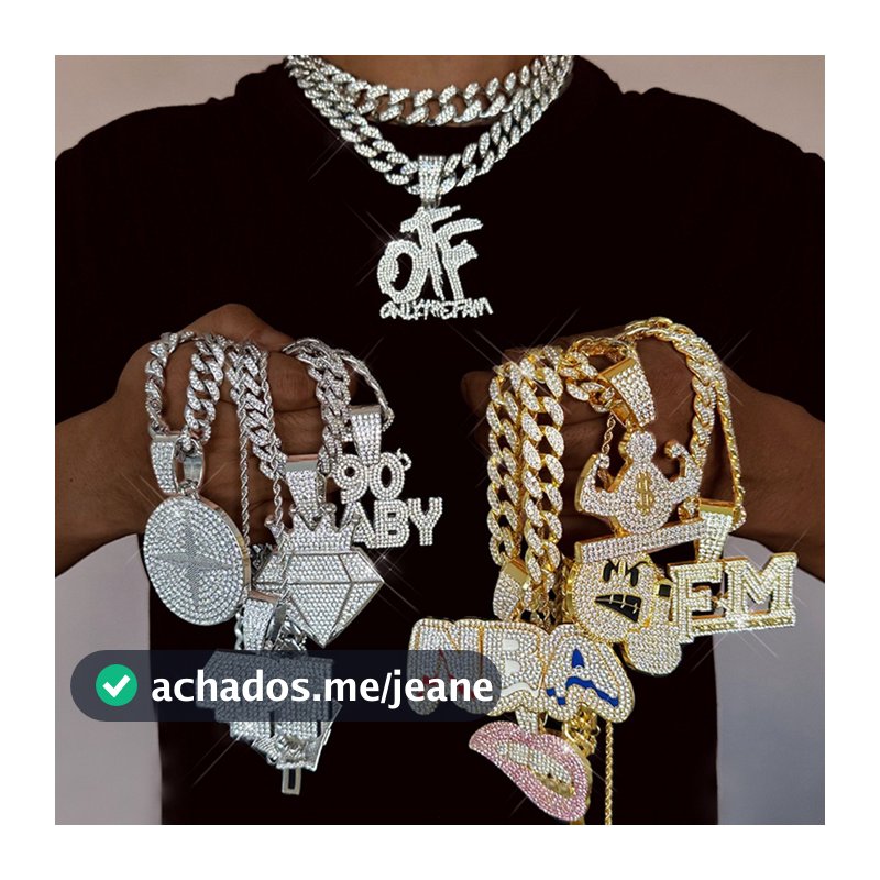 Novo Corrente Cravejada Colar De Hip Hop Colar Masculino Pingente Carta De Diamante Cara Sorridente Personalizada Multie