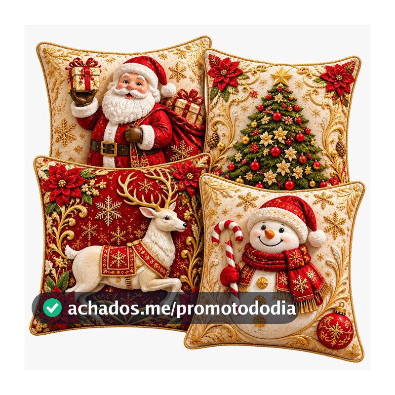 Capa de Almofadas 1 e 4 Decorativas 45x45 Estampas Natalinas estampa premium 2026 PAPAI NOEL SACO NAS COSTA F BR