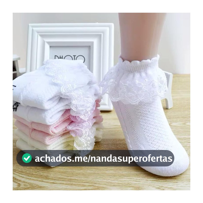 Meia Fofa para Menina - Infantil de Renda Princesa - Batizado