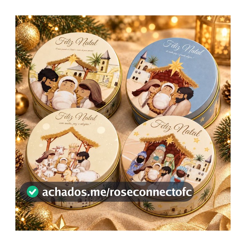 Lata de Metal de Natal Presépio Sagrada Família - Em 4 modelos - 10,9cm - 1 unidade | Doces, Biscoitos, Mini Panetone
