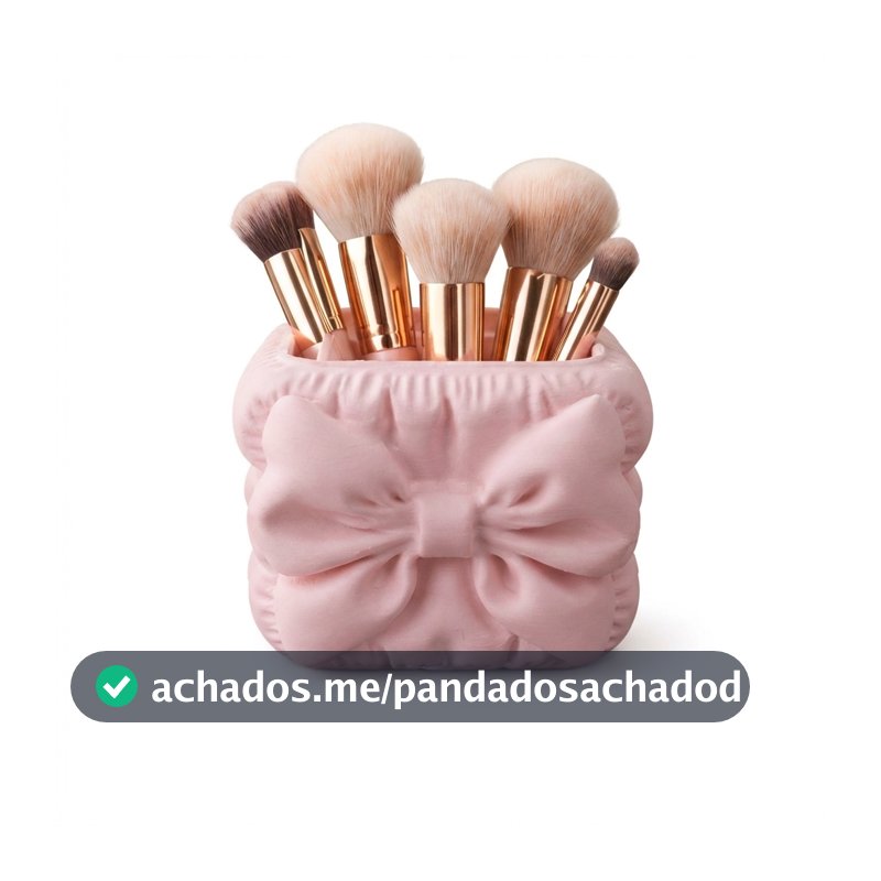 Porta Pincéis de Maquiagem Almofada com Laço Organizador Decorativo Moderno Fosco