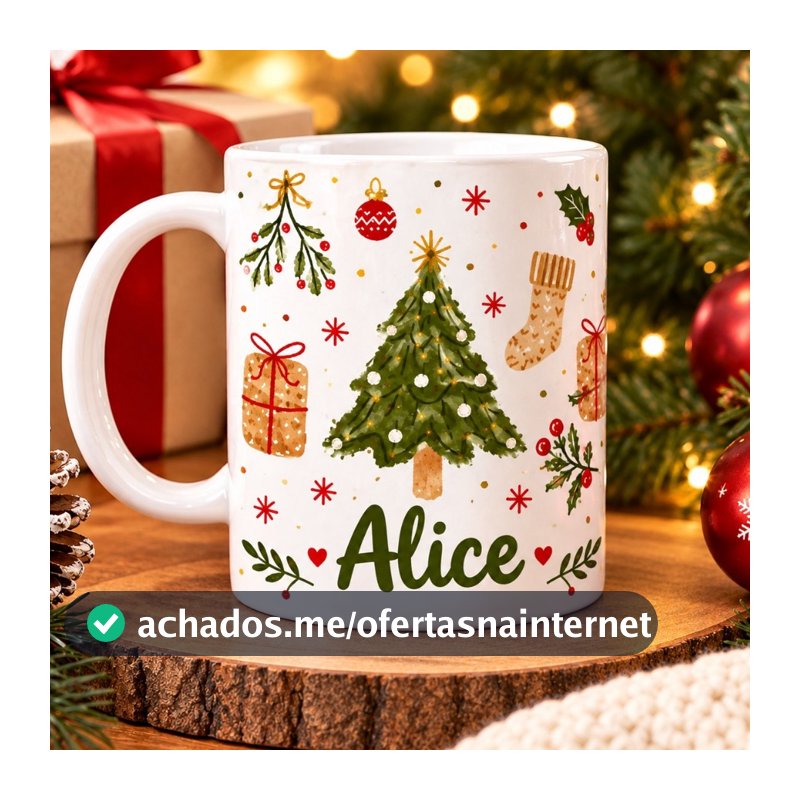 Caneca Personalizada Papai Noel Natal com nome personalizado ARVORE DE NATAL