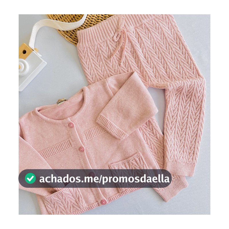 Conjunto para Bebê Tricot Saída Maternidade Casaco e Calça Menino e Menina Infantil Tricô