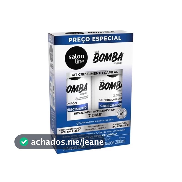 Kit Crescimento Capilar Salon Line SOS Bomba Original Shampoo 200ml + Condicionador 200ml