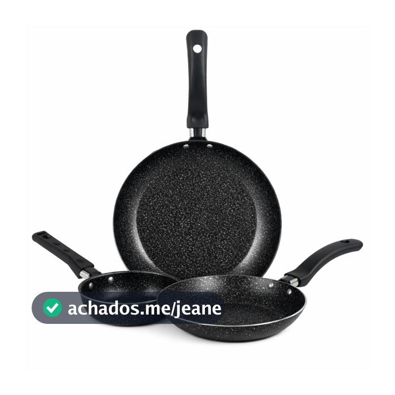 Jogo De Frigideiras Francesas 3 Peças 14 18 24Cm Preto Nacional