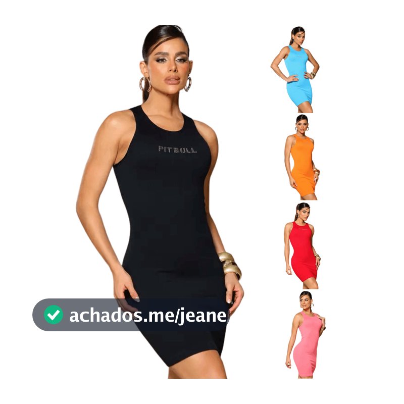 Vestido Regata Feminino Pit Bull Modelador Real Cristais Premium Ajuste Perfeito Elegante Conforto