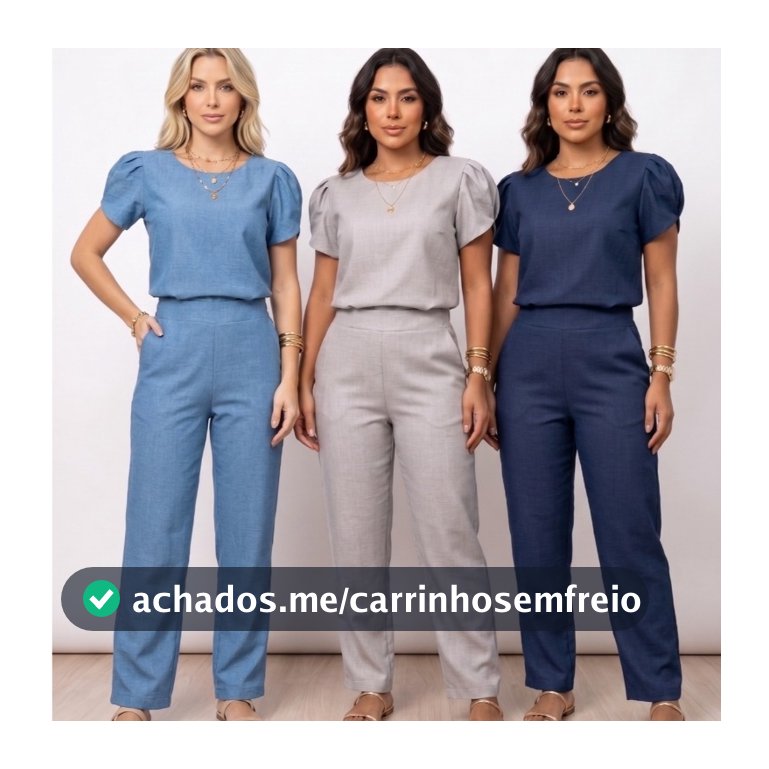Conjunto Feminino Tecido Duna Linho Calça Forrado E Com Elastico Nas Costas