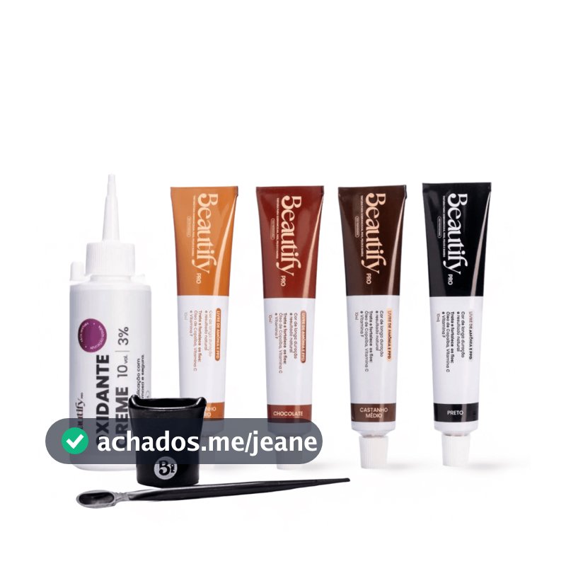 Tintura Sobrancelha Cílios Barba Beautify Kit Tinta para Sobrancelha 10ml com Oxidante Sem Amônia