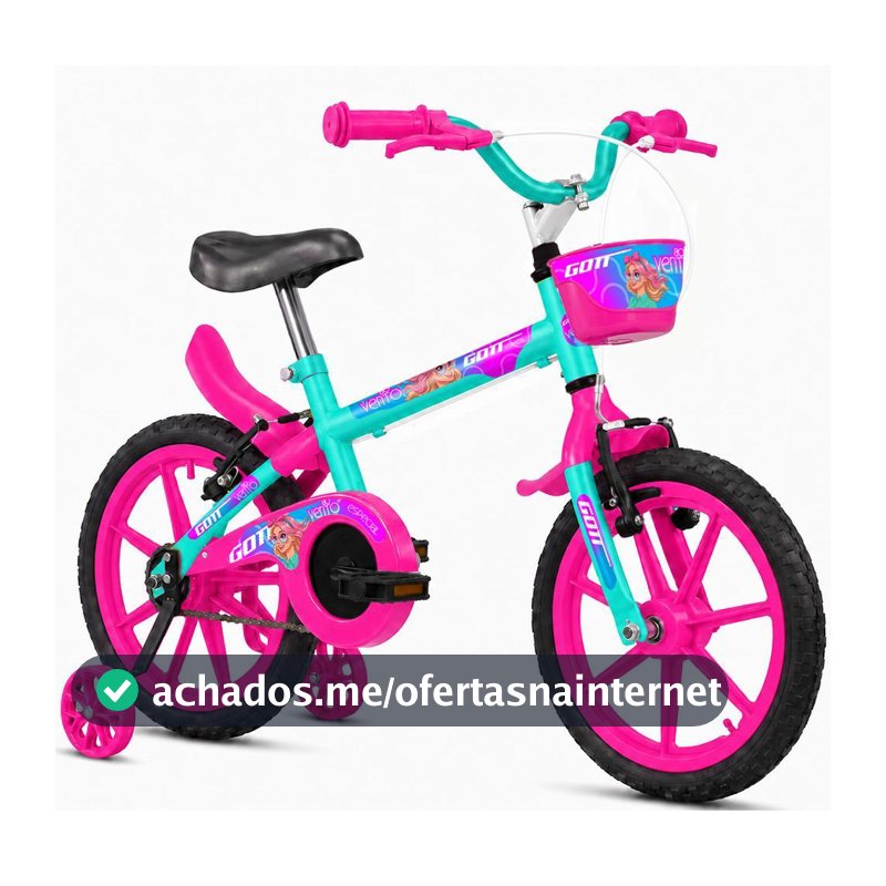 Bicicleta Aro 16 Infantil Gott Bike Com Cestinha Menina Com Rodinha Freio V Brake