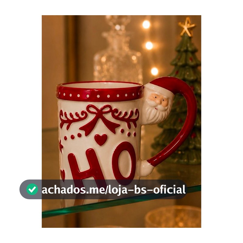 Caneca Natal De Porcelana 350ML Xícara Natalina Papai Noel
