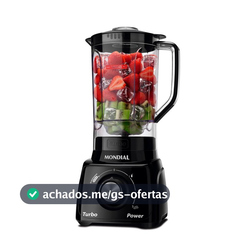 Liquidificador 3 velocidades Turbo Power preto - L-99FB - Mondial