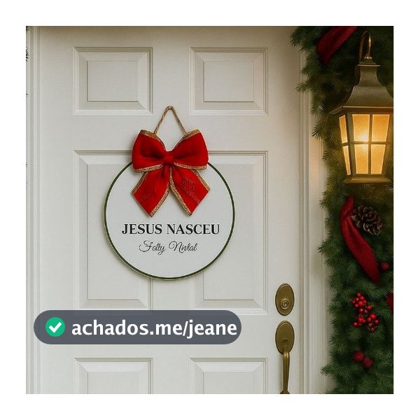 Porta de Natal Placa Decorativa Guirlanda com Mensagem Profética