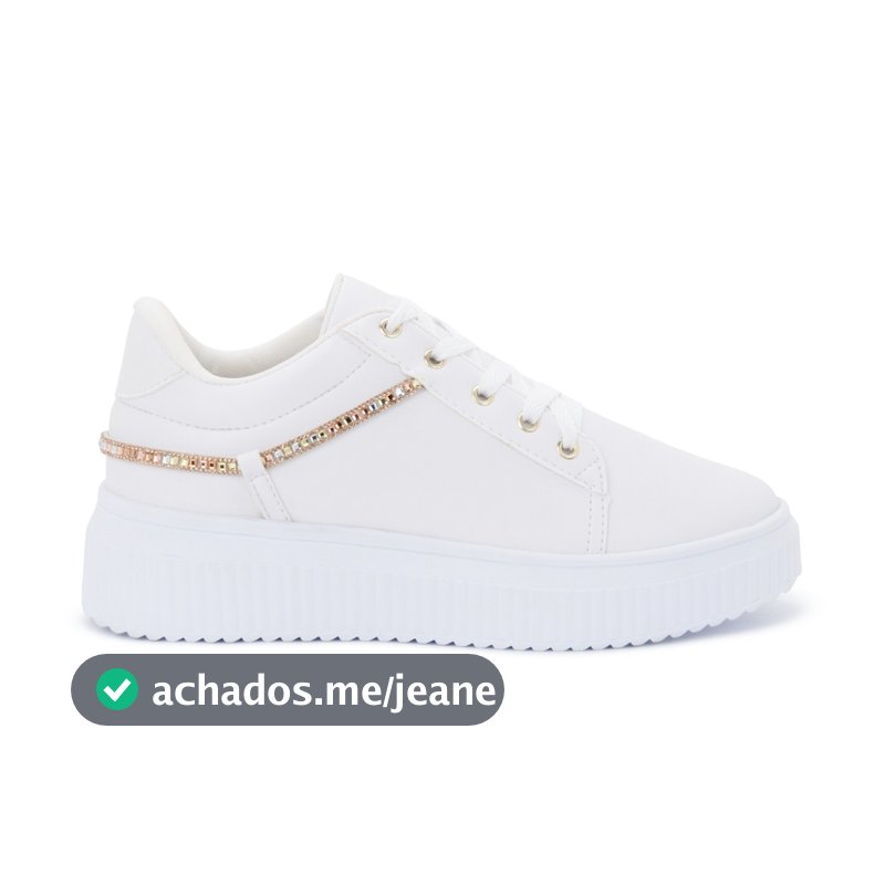 Tênis Flatform Feminino Branco Sola Alta Plataforma Casual Estiloso e Confortável Ref: 1.103