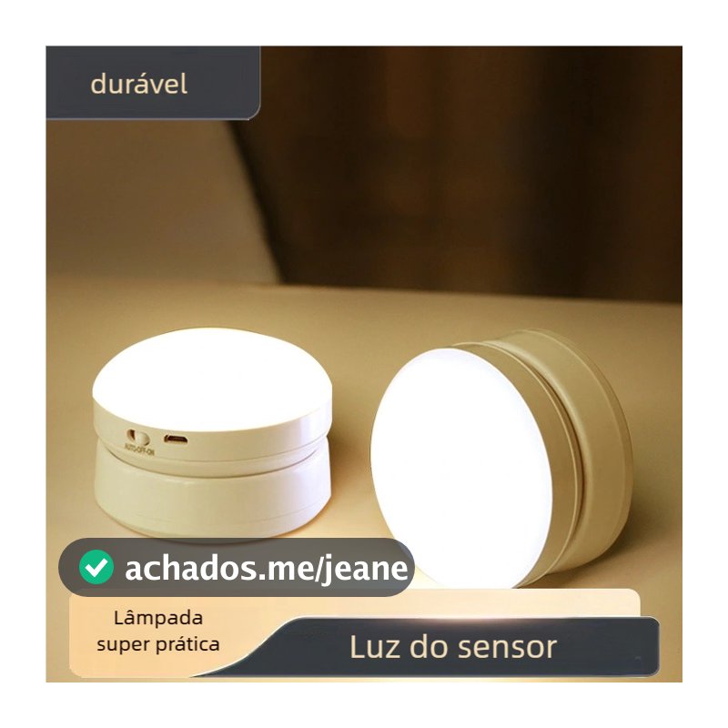 Luz Noturna LED USB – Sensor de Movimento, Sucção Magnética, Indução Giratória, Lâmpada de Cabeceira