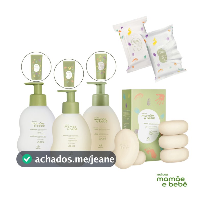 Linha Mamãe e Bebê Natura: Shampoo, Condicionador, Sabonete Líquido/Barra, Saboneteira ou Lenços Umedecidos