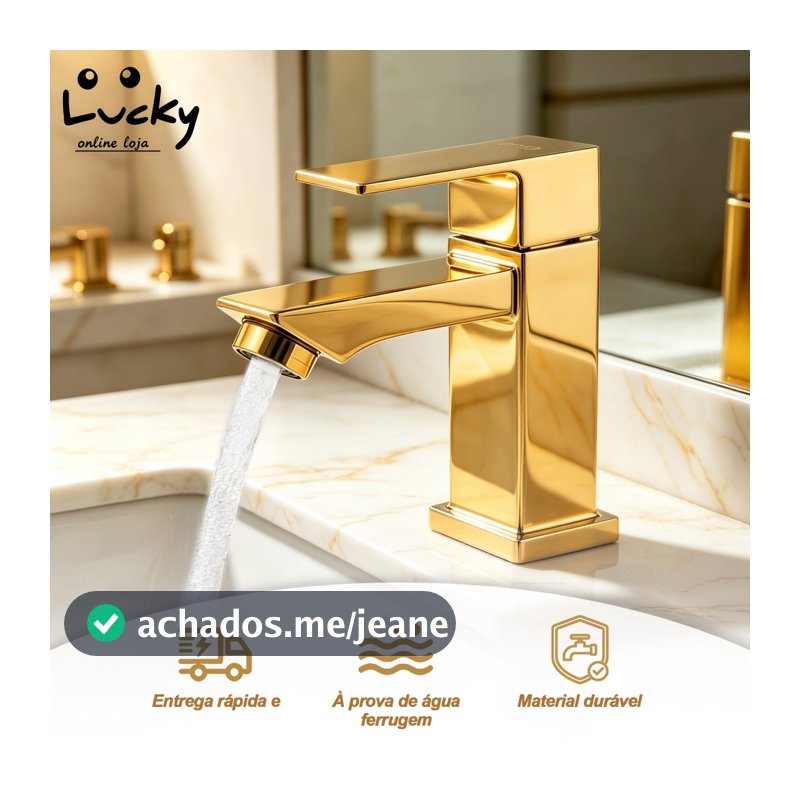 Torneira de banheiro lavabo ou pia Luxo Dourado-100% Sus304 Inox