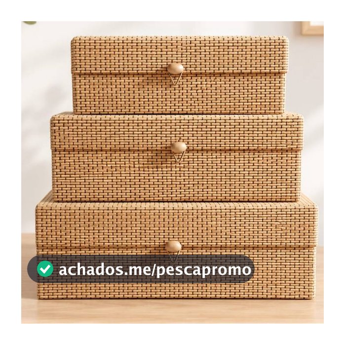 Kit Caixa Organizadora de Bambu com Tampa Organização premium 10010-KIT-C5-POJOTBG
