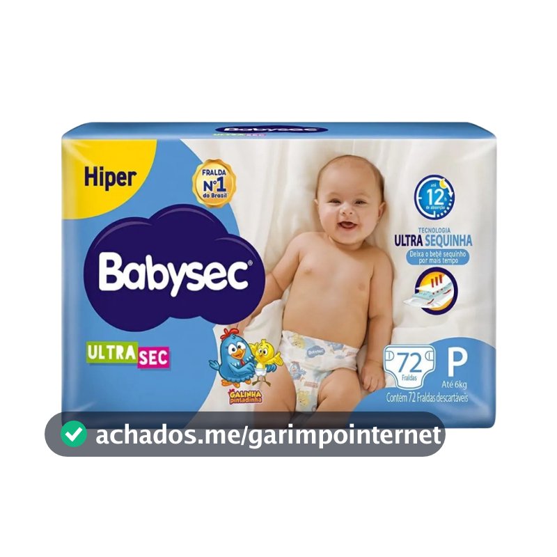 Fralda BabySec Ultrasec Galinha Pintadinha Hiper P 72un – Toque Suave e Alta Absorção