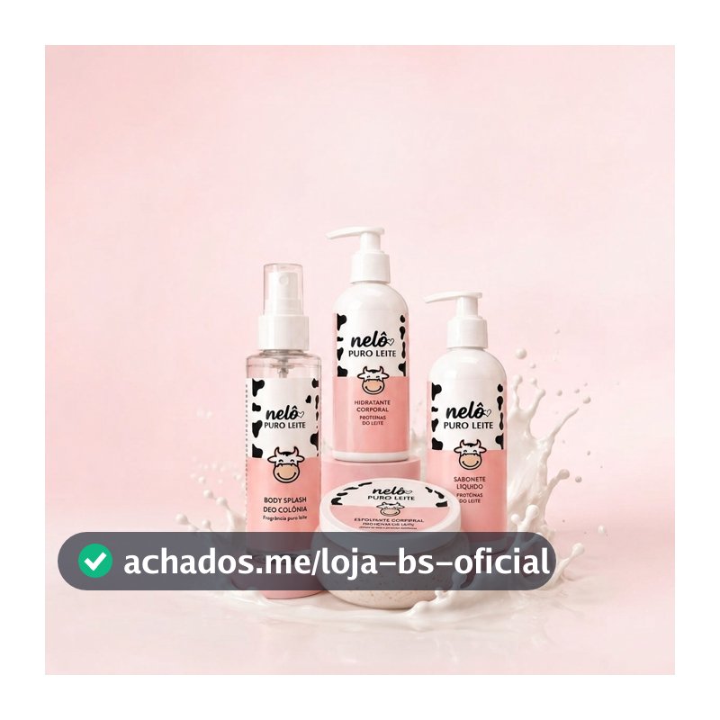 Kit Puro Leite Vaquinha - Sabonete, Esfoliante, Hidrante Corporal e Body Splash