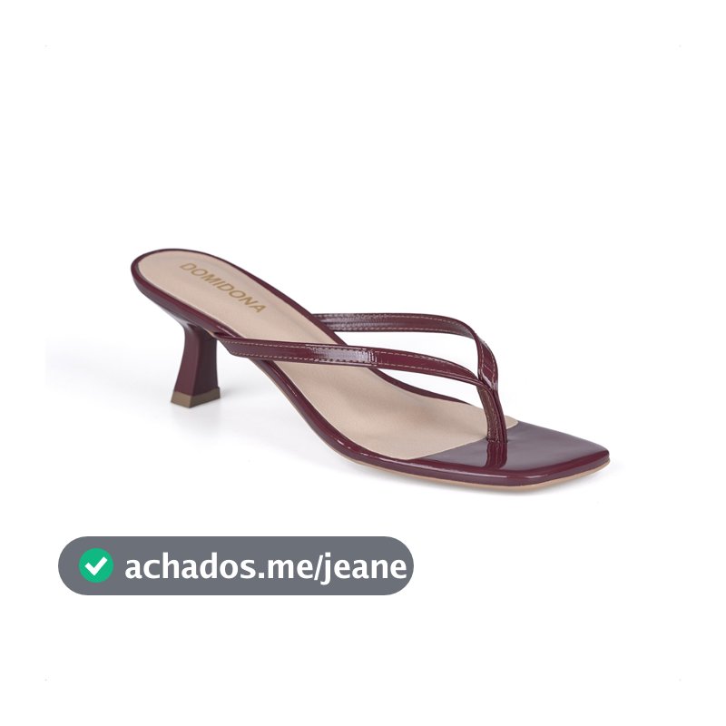 Tamanco de Dedo Domidona Bico quadrado Salto Fino Kitten Heel Elegante