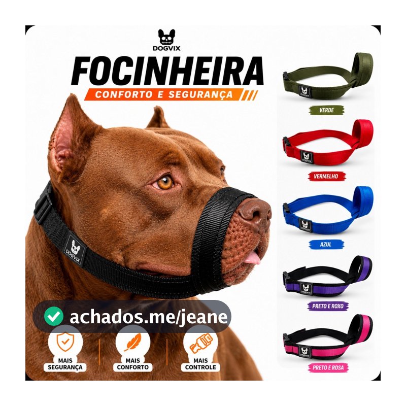 Focinheira Para Cachorro Fucinheira Pet Dog Para Passeio Pitbull Ajustável Confortável