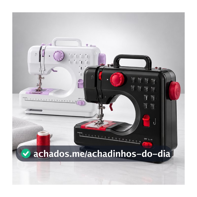 Mini Máquina de Costura Doméstica Multifuncional – 12 Pontos – Compacta e Prática