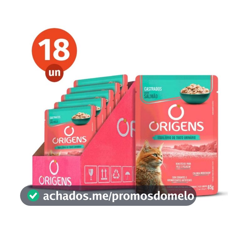 CAIXA 18 UNIDADES - SACHE ORIGENS SALMÃO AO MOLHO - ADULTOS