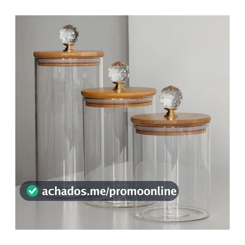 Jogo de Potes de Vidro Redondo cristal organizador armazenamentos de cozinha cantinho do café Tampa de Bambu
