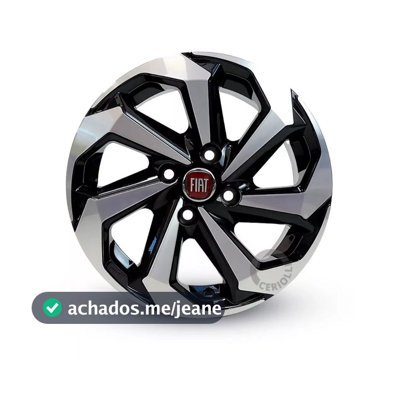 Kit 4 Rodas Tarantula Aro 14 4x98 Emblemas Vermelho Fiat Argo Siena Palio Uno Preto Diamantado K71