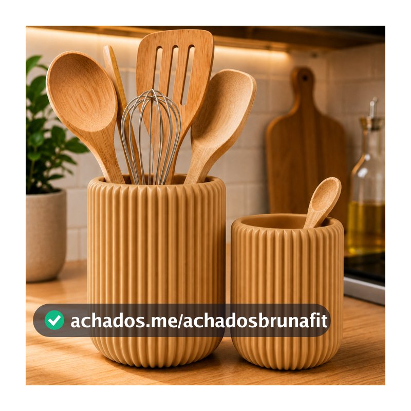 Organizador de Cozinha Porta Utensílios Canelado Pote Bancada Pia Talheres Banheiro Escritório
