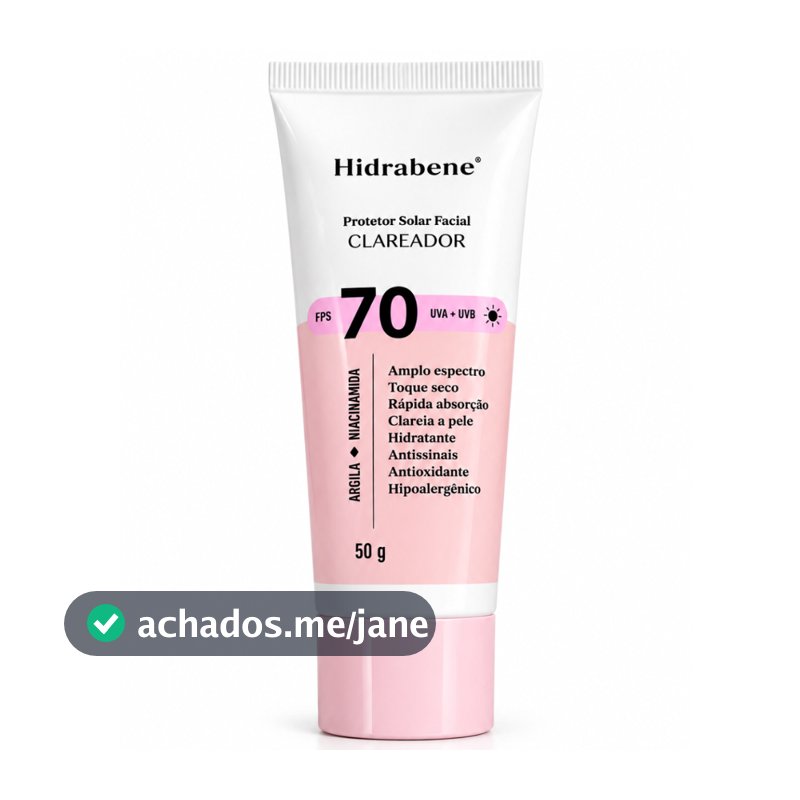 Hidrabene Protetor Solar Clareador Facial 70 FPS
