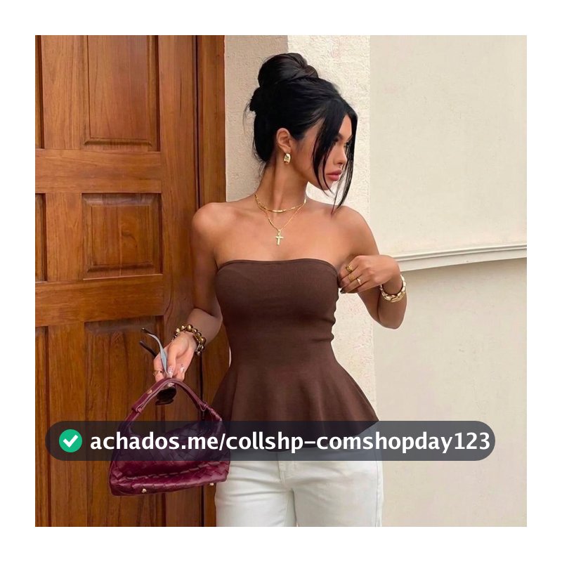 Blusa Feminina Peplum Tricot Tomara que Caia Acinturada Sem Alças Elegante