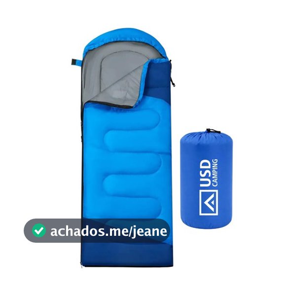 Saco De Dormir Camping Impermeável Usd Confortável 2,10m X 75cm C/ Bolsa De Transporte Cor Preto Cinza Laranja Azul