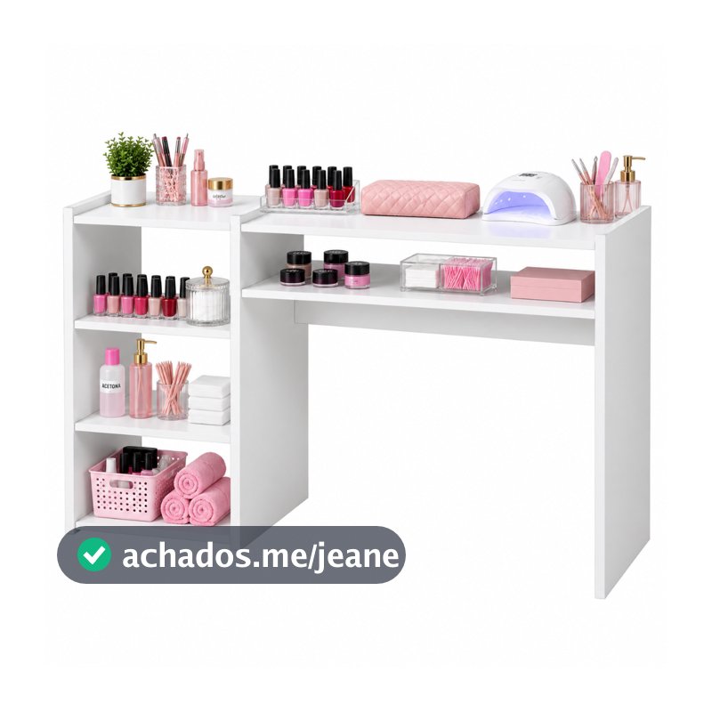 Mesinha de Manicure em MDF Escrivaninha Durável com Nichos Organizadores