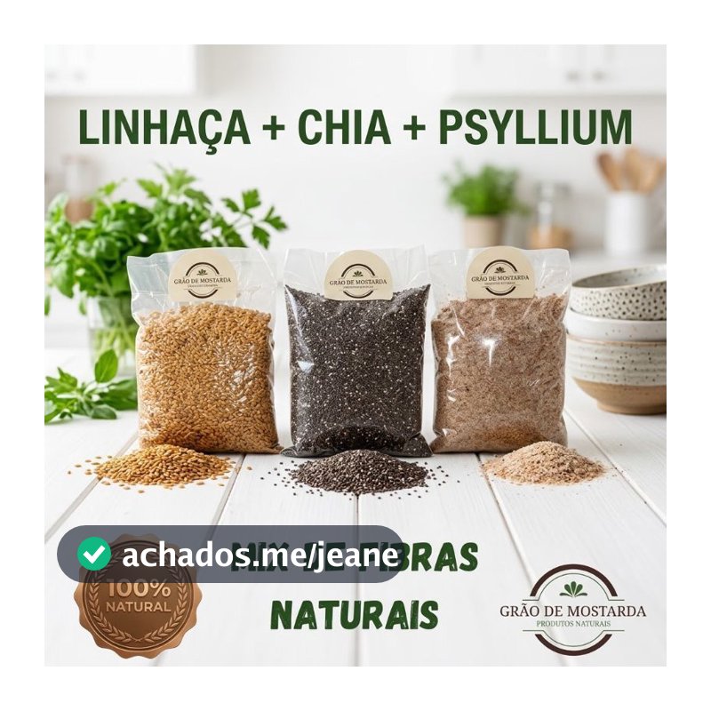 Mix de Sementes Linhaça + Chia + Psyllium Fibras Naturais