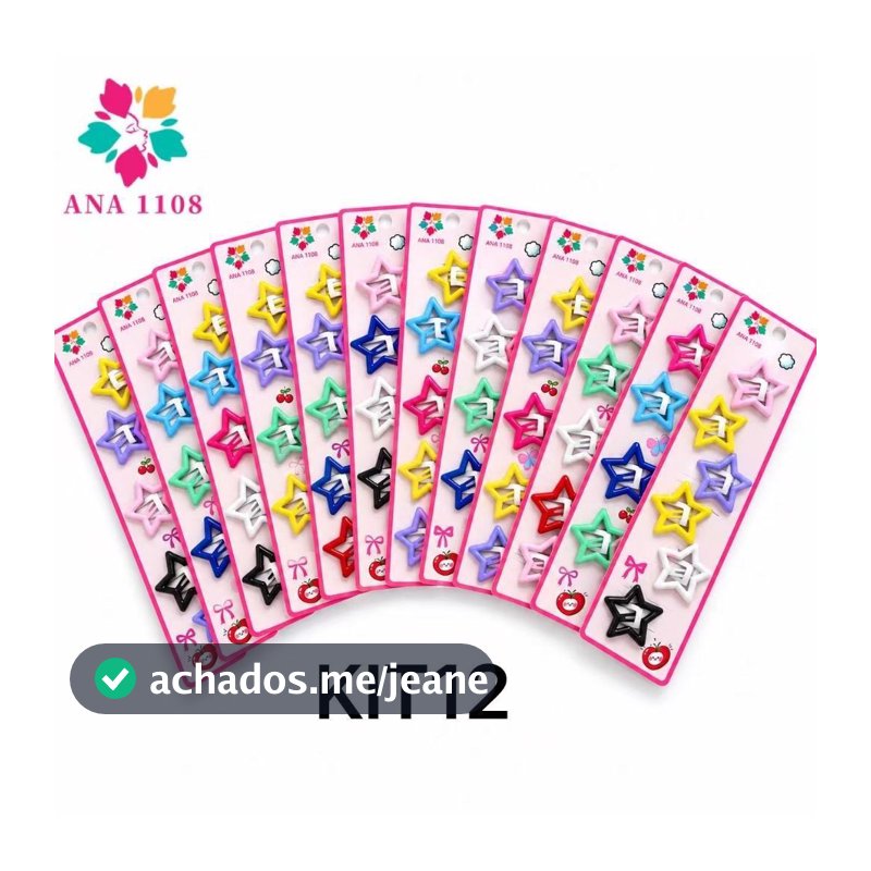 ANA1108 120 Presilhas Estrela Coloridas para Cabelo Infantil Menina Antiderrapantes
