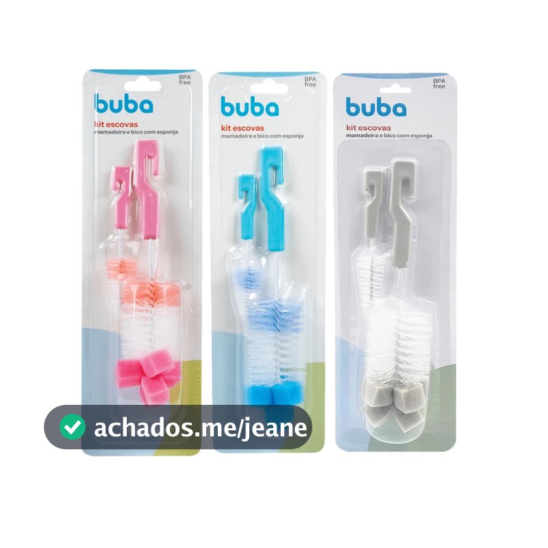 Escova Para Lavar Mamadeira e Bico Buba Com Esponja - Livre de BPA