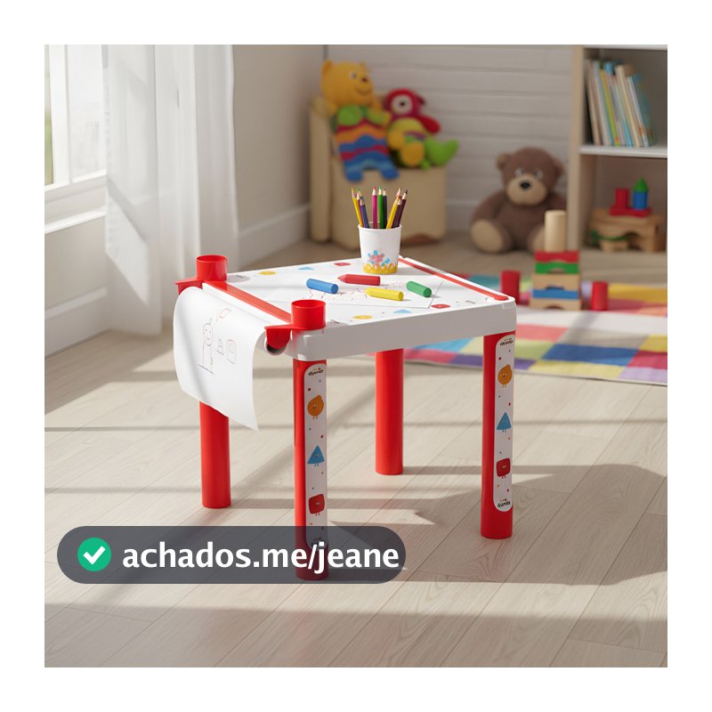 Mesa De Pintura Infantil Com Rolo De Papel 4m E Giz De Cera