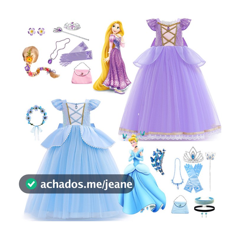 Rapunzel E Cinderela Vestidos De Princesa Traje Vestido Para Crianças Meninas Festa Halloween Natal Cosplay 2-10 Anos De