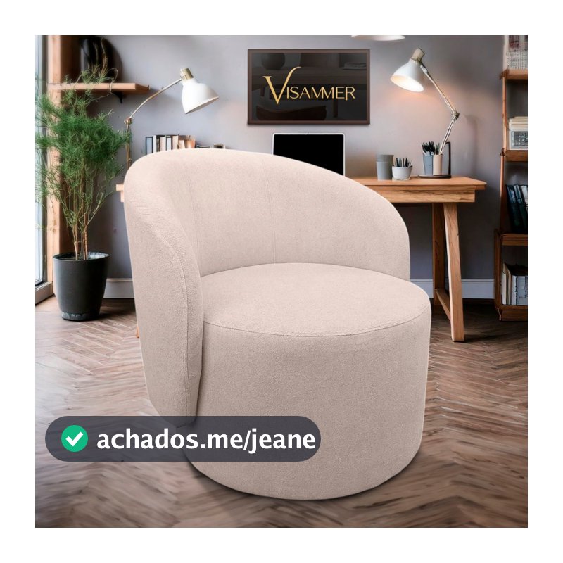 Poltrona Orgânica Tecido Boucle Para Sala Quarto Salão de Beleza Closet Recepção Visammer