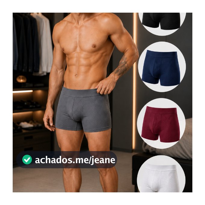 Kit com 4 Cuecas Box Masculinas Dry Fit Premium Respirável