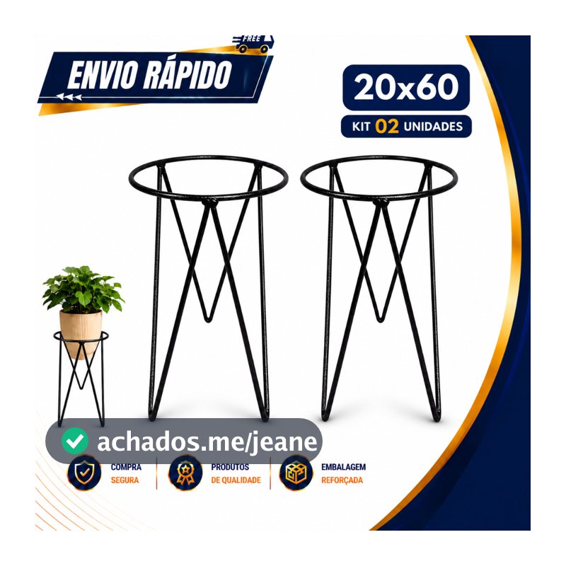 Kit 2 suporte Para Vasos de Plantas em Ferro Tripé 20x60cm Decorativo